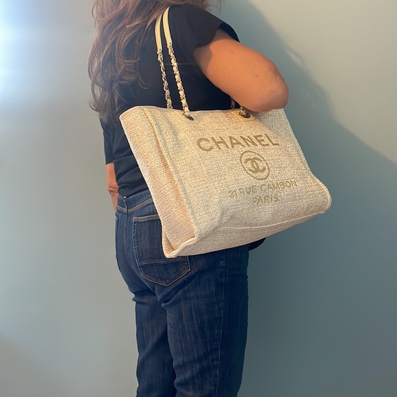 Chanel Ivory & Gold Large Tote - Picture 8 of 9
